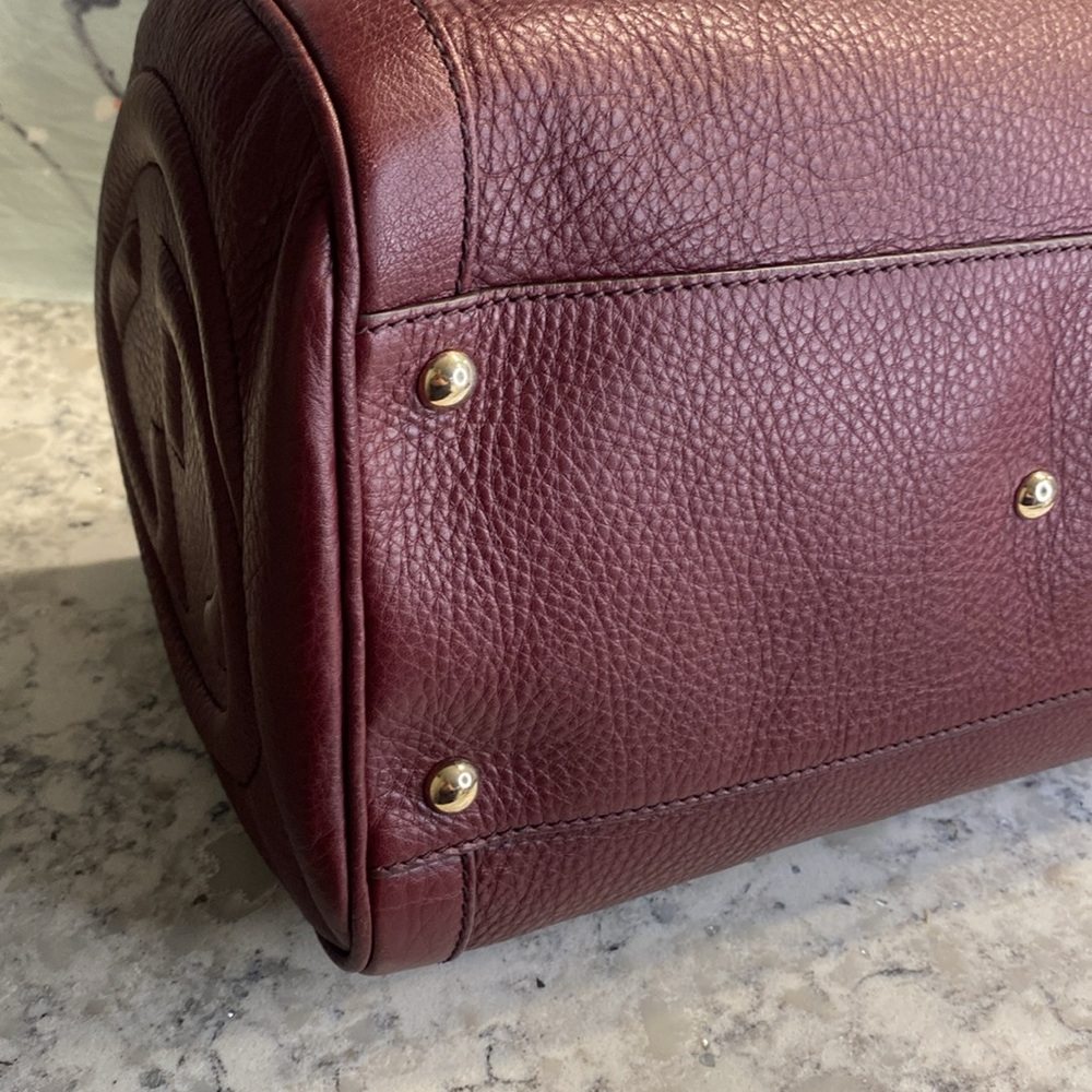 Gucci SoHo Bordeaux Leather Bowler Boston Bag Interlocking GG With COA and Dusty - Picture 6 of 15